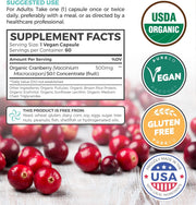 PureCo Organic Cranberry 25,000mg Supports Urinary Tract Health & Rich in Antioxidants 60 caps