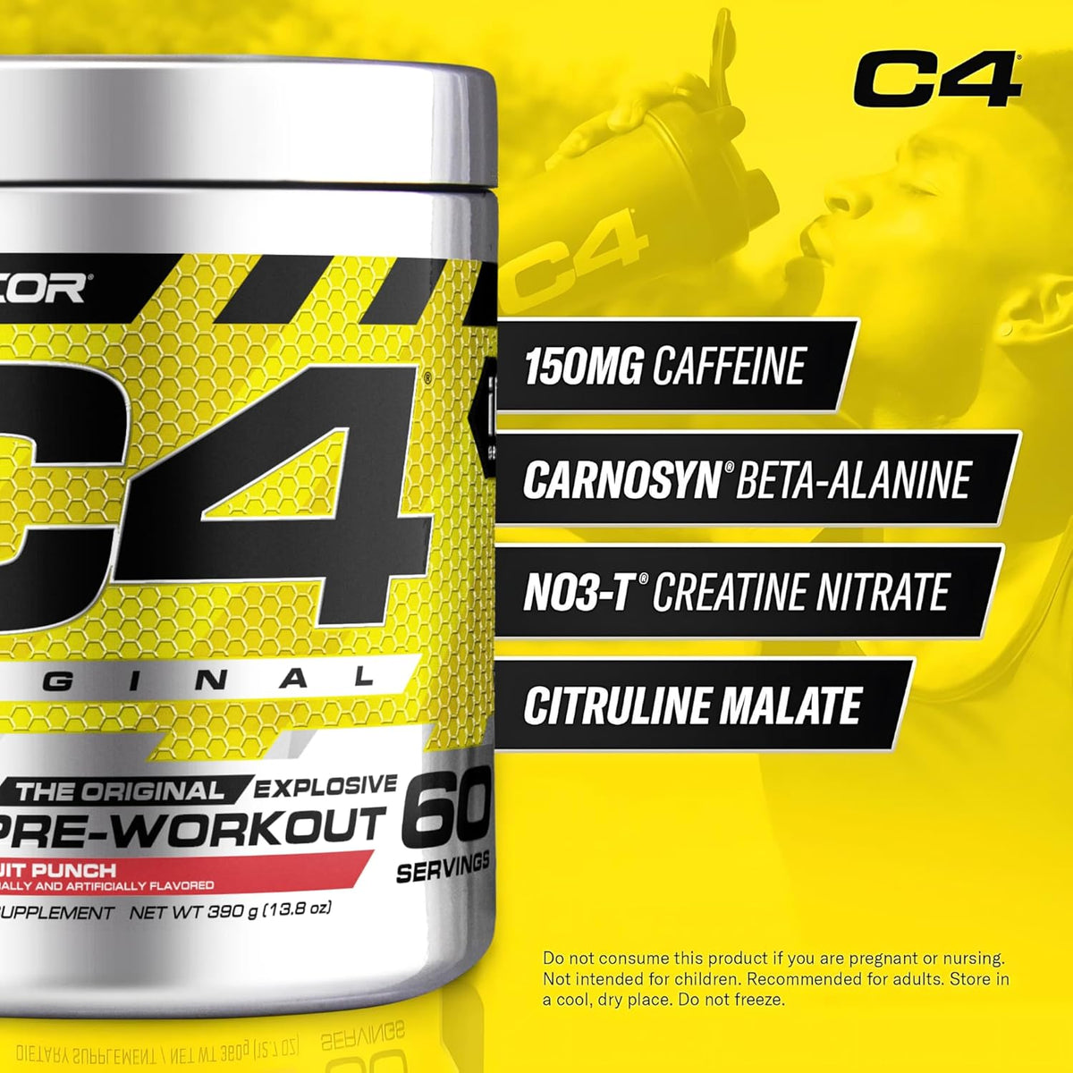 Cellucor C4 Original Explosive Pre-Workout 390grams 60 Servings Fruit Punch flavor