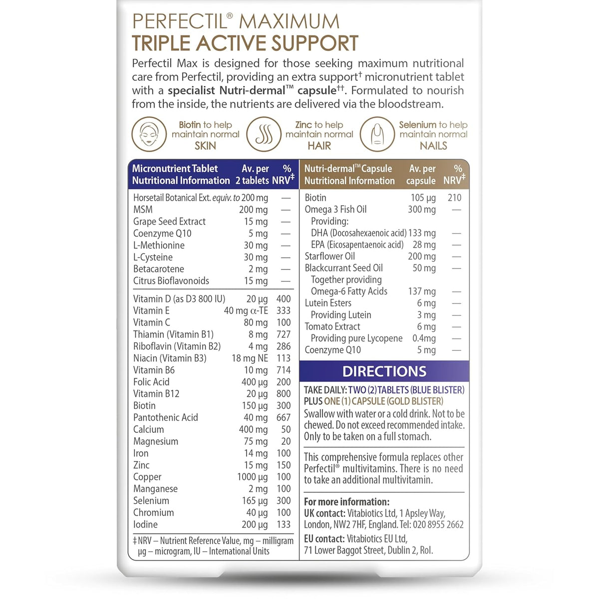 Perfectil Max Hair, Skin & Nails Support 84 tablets