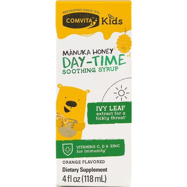 Comvita Kids Manuka honey Day time soothing Syrup ivy for Tickly throat orange flavored 118ml