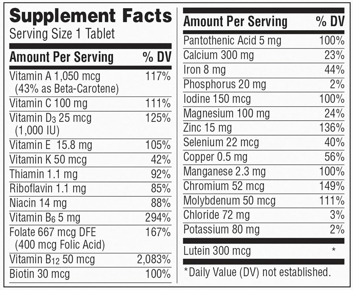 Centrum for women over 50 years old to support the heart, brain, eyes and bones, 100 tablets
