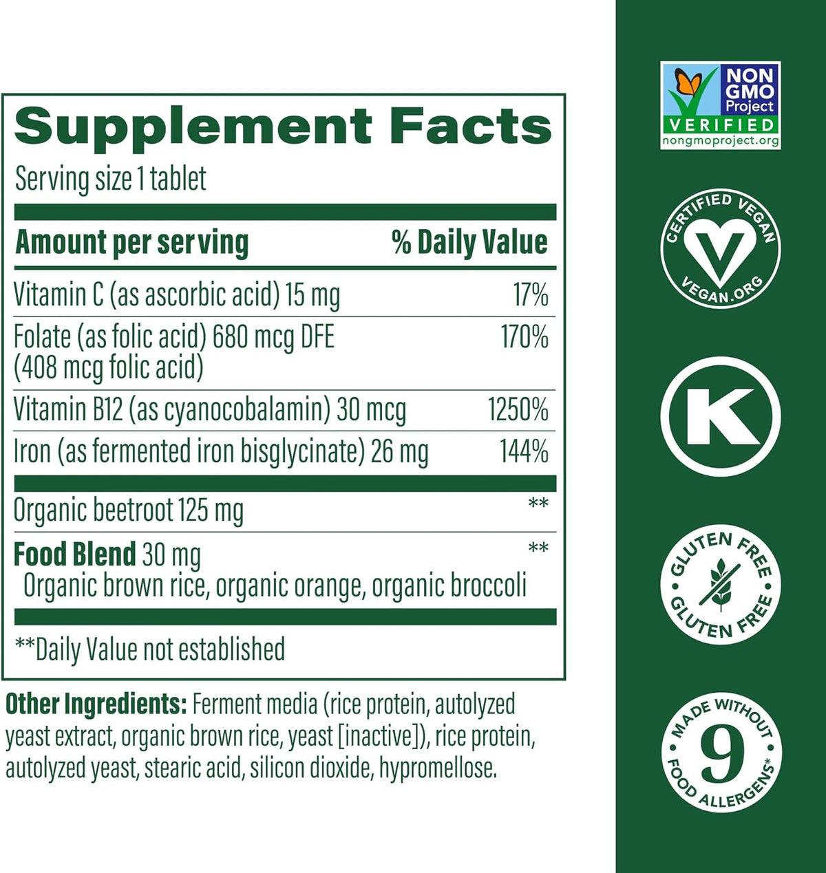 MegaFood Iron Blood builder 60 Tablets