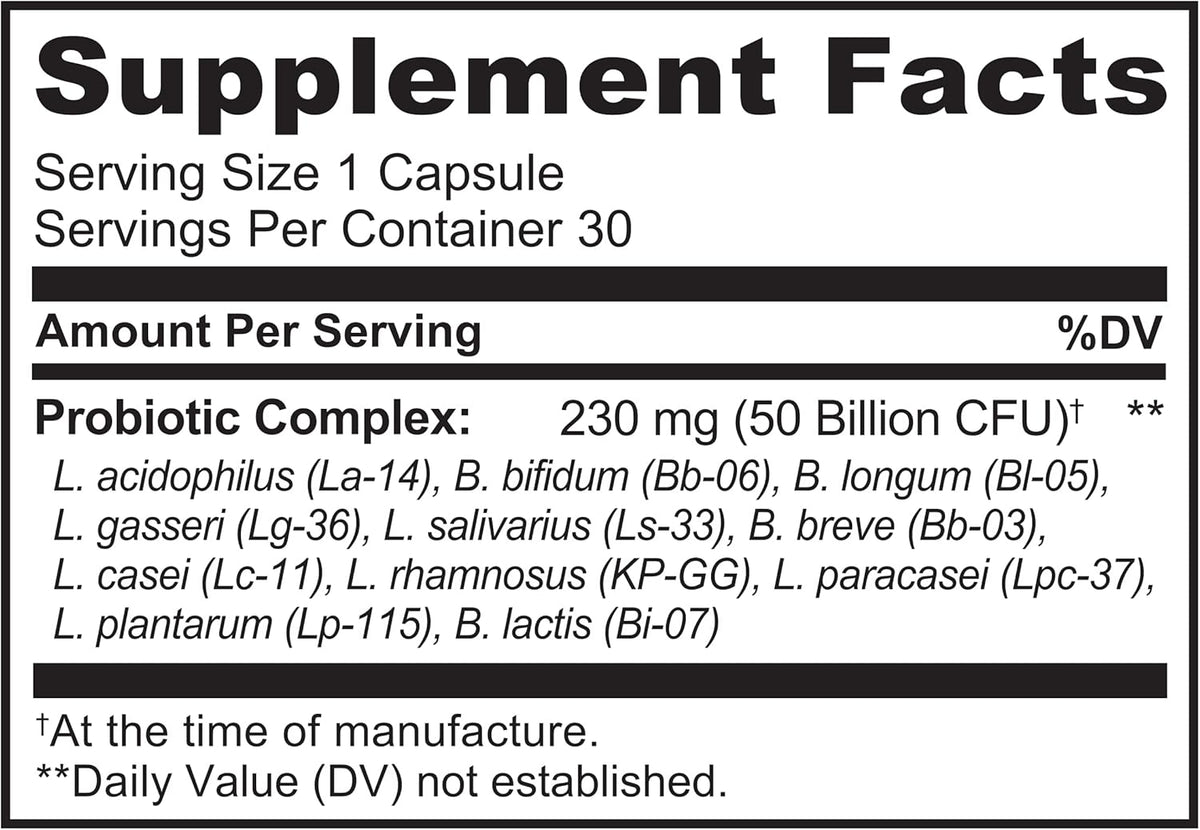 NATURELO Probiotic 50 Billion CFU 30 Delayed Release Capsules