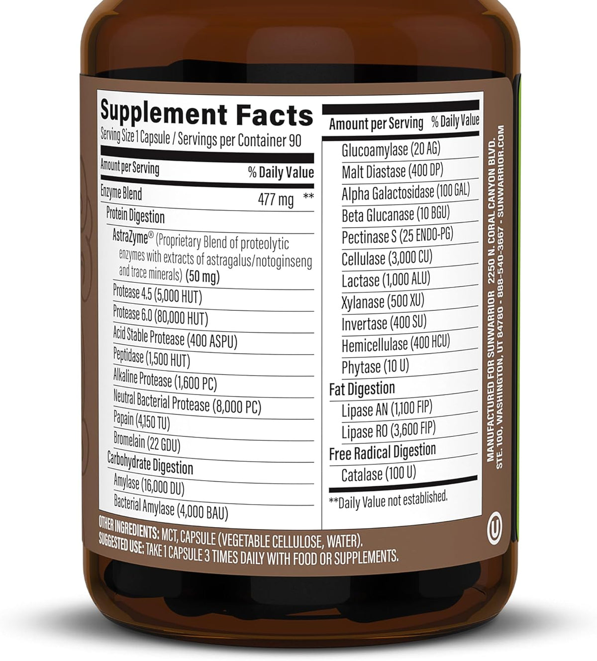 Sunwarrior Digestive Enzymes Enzorb 90 veg capsules