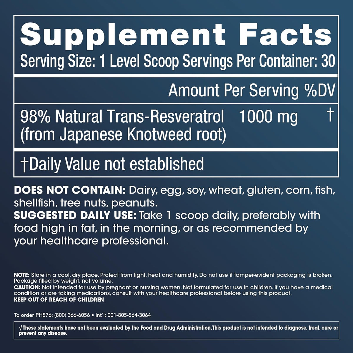 Prohealth Longevity Trans Resveratrol powder 30grams