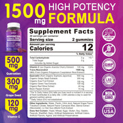 Nextdia Resveratrol 1500 mg 60 gummies plus Quercetin, Grape seed & Black pepper