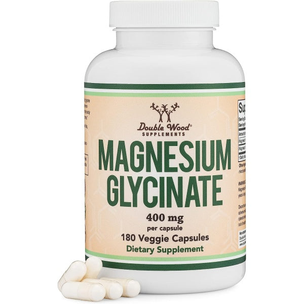Double Wood Magnesium Glycinate 400mg Supports Healthy Sleep & Muscles 180 Capsules