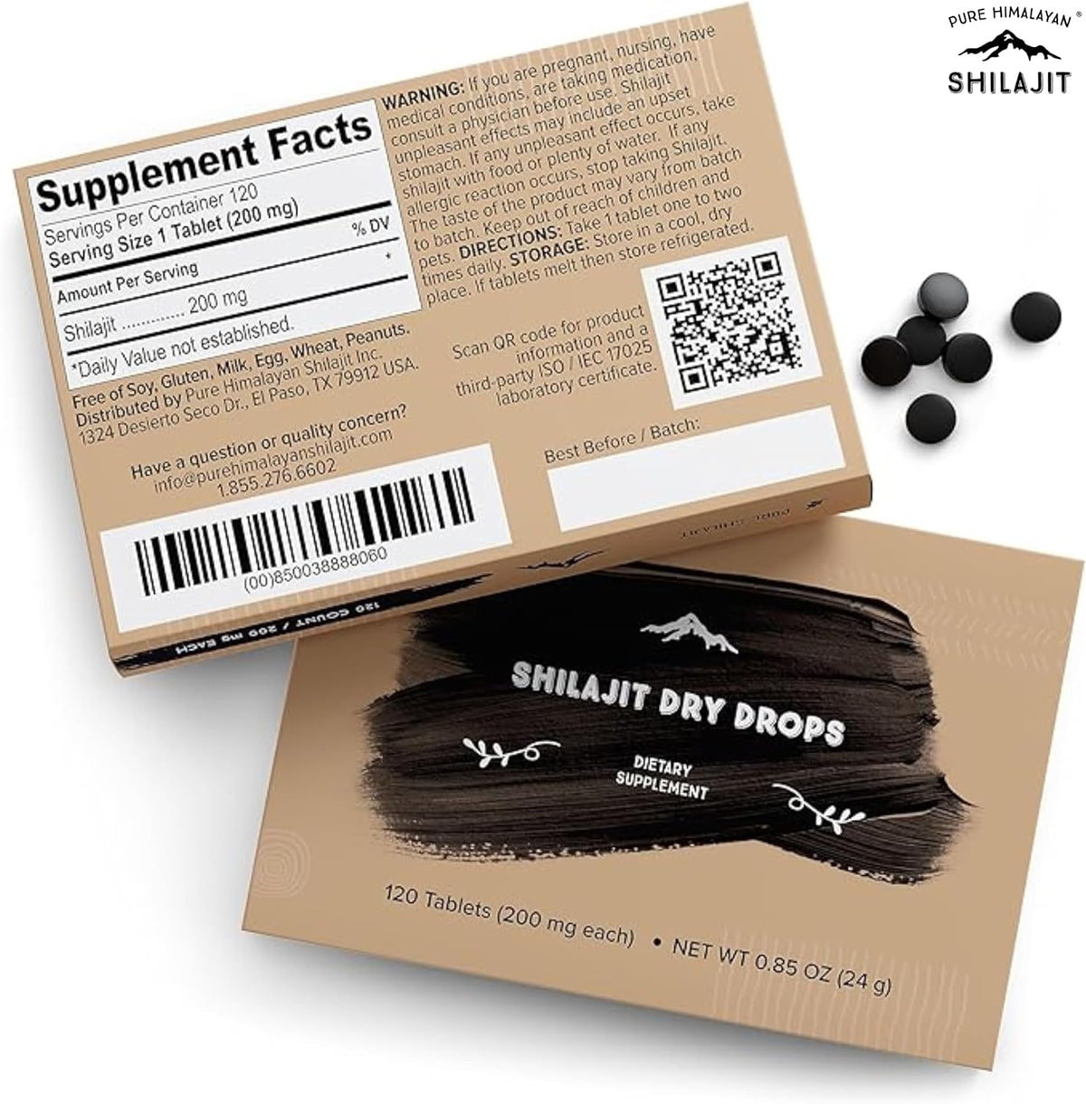 Himalayan shilajit dry Drops 200 mg Boosts Natural energy & Immunity, Supports Mental Clarity, Focus, Memory & Physical Performance 120 tablets 24g