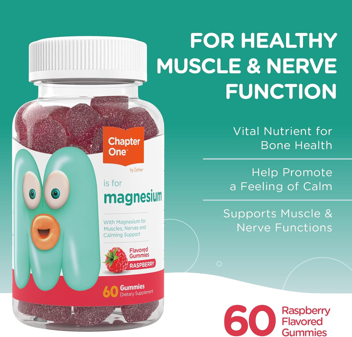 Chapter One Magnesium Gummies 60 raspberry gummies
