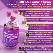 Nextdia Resveratrol 1500 mg 60 gummies plus Quercetin, Grape seed & Black pepper