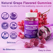 Nextdia Resveratrol 1500 mg 60 gummies plus Quercetin, Grape seed & Black pepper
