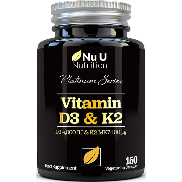 Nu U Nutrition Vitamin D3 4000 IU and Vitamin K2 100 mcg, 150 Vegetarian Capsules
