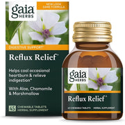 Gaia Herbs Reflux Relief, with Marshmallow Root, Chamomile, Aloe, Helps with Occasional Heartburn & Relieve Indigestion 45 Chewable Tablets