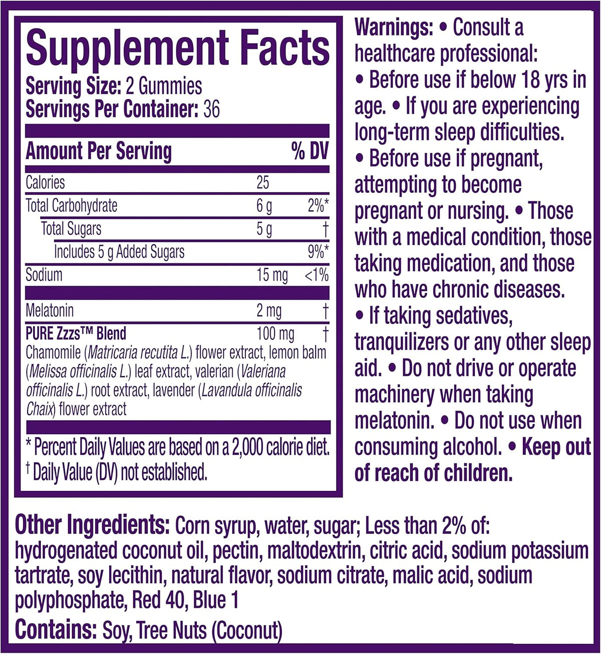 Vicks ZzzQuil PURE Zzzs Melatonin Chamomile & Lavender 72 Gummies