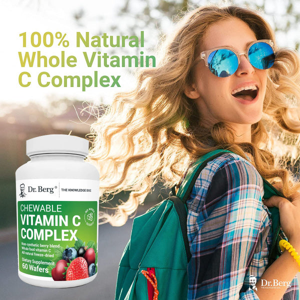 Dr Berg Chewable Vitamin C Complex, Vitamin C from Berries Antioxidants & Immune Booster 60 Wafers