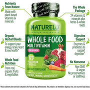 NATURELO Whole Food Multivitamin for Women, with Vitamins, Minerals, & Organic Extracts, Supplement for Energy and Heart Health, 120 Vegetarian Capsules