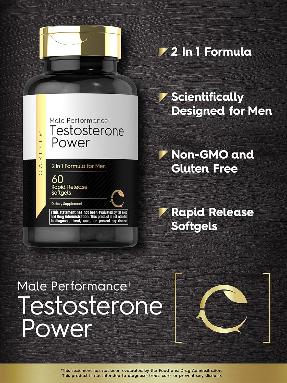 Carlyle Male Performance Testosterone Powerful Formula 60 Softgels