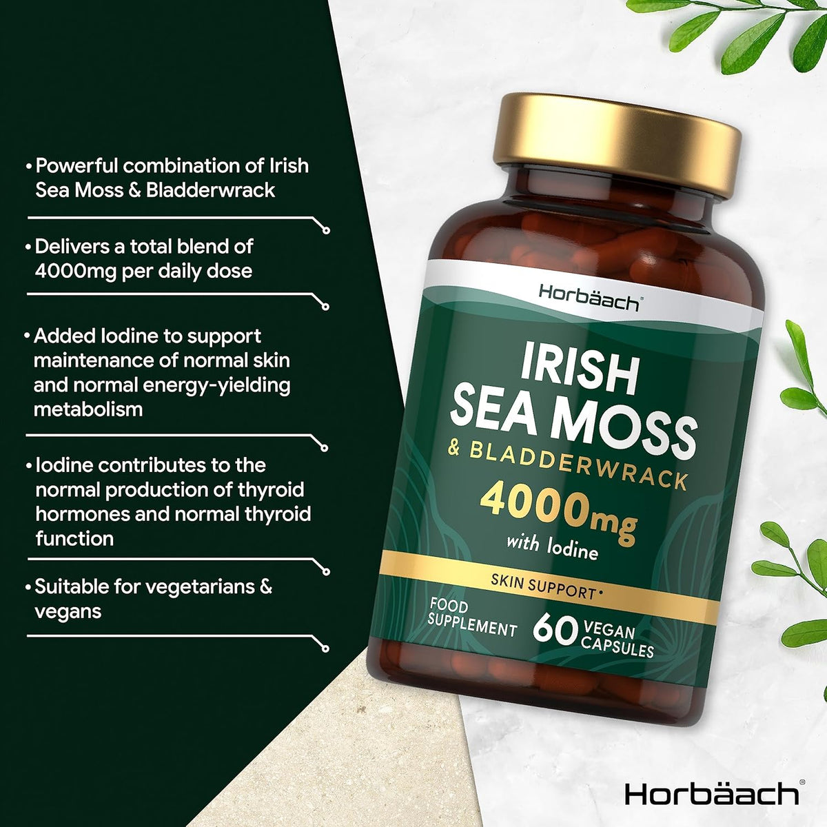 Horbaach Irish Sea Moss & Bladderwrack 4000 mg 60 Veg Caps