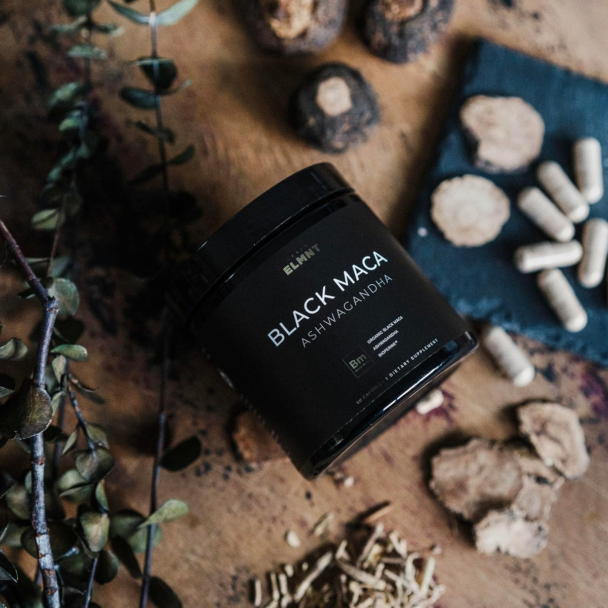 ELMNT - Black Maca, Ashwagandha, 40,000mg, 40x Strength, with Bioperine, Boost energy and Enhance vitality, 90 Capsules