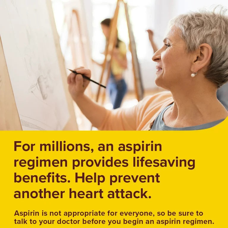 Bayer Aspirin Regimen, Low Dose, Pain Reliever, Help Reduce the Risk of Heart attack, 81mg 300 Enteric Coated Tablets