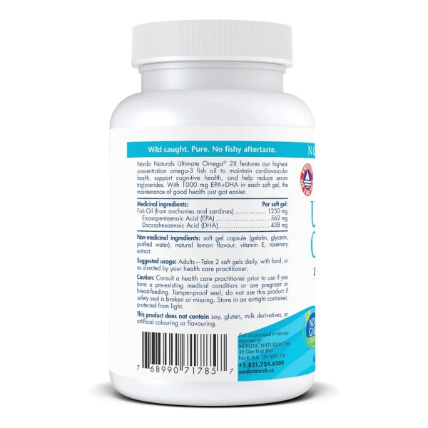 Nordic Naturals Ultimate Omega 2X, 2150 mg, Promotes Brain, Heart & Immune Health, Lemon Flavor, 60 Soft Gels