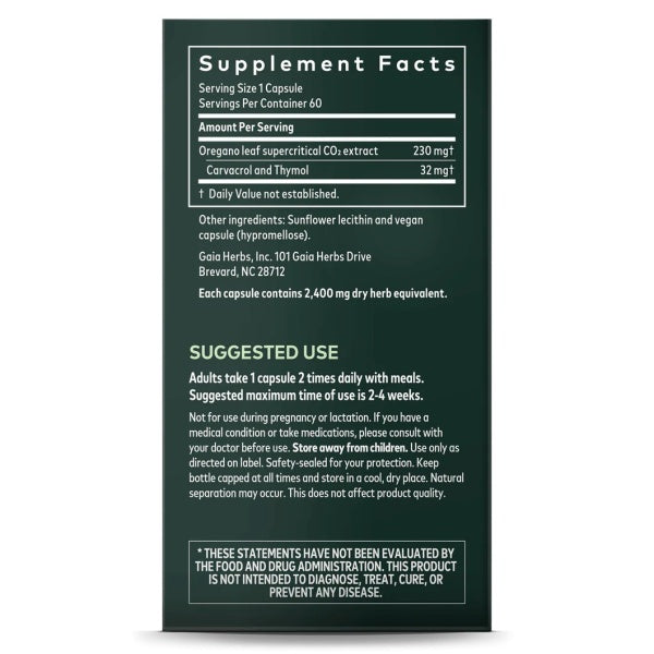 Gaia Herbs Oil of Oregano, Maintain a healthy gut 60 Vegan Liquid Phyto-Caps