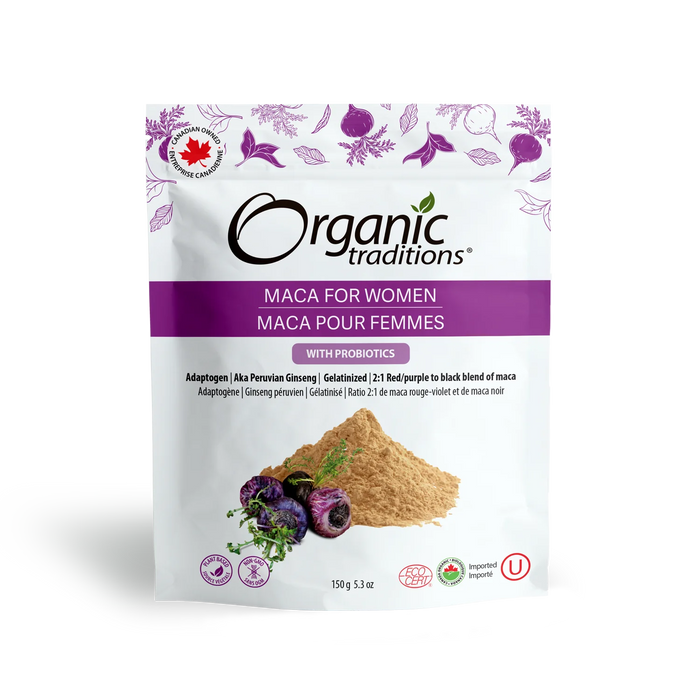 Organic Traditions Maca For Women with Probiotics, Increasing Energy, Promoting Overall Well-being & Digestion 150 g