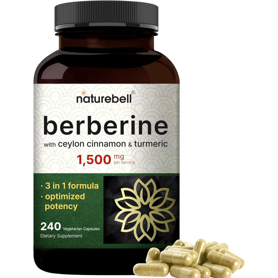 NatureBell Berberine with Ceylon Cinnamon and Turmeric 1500 mg 240 Veg Capsules