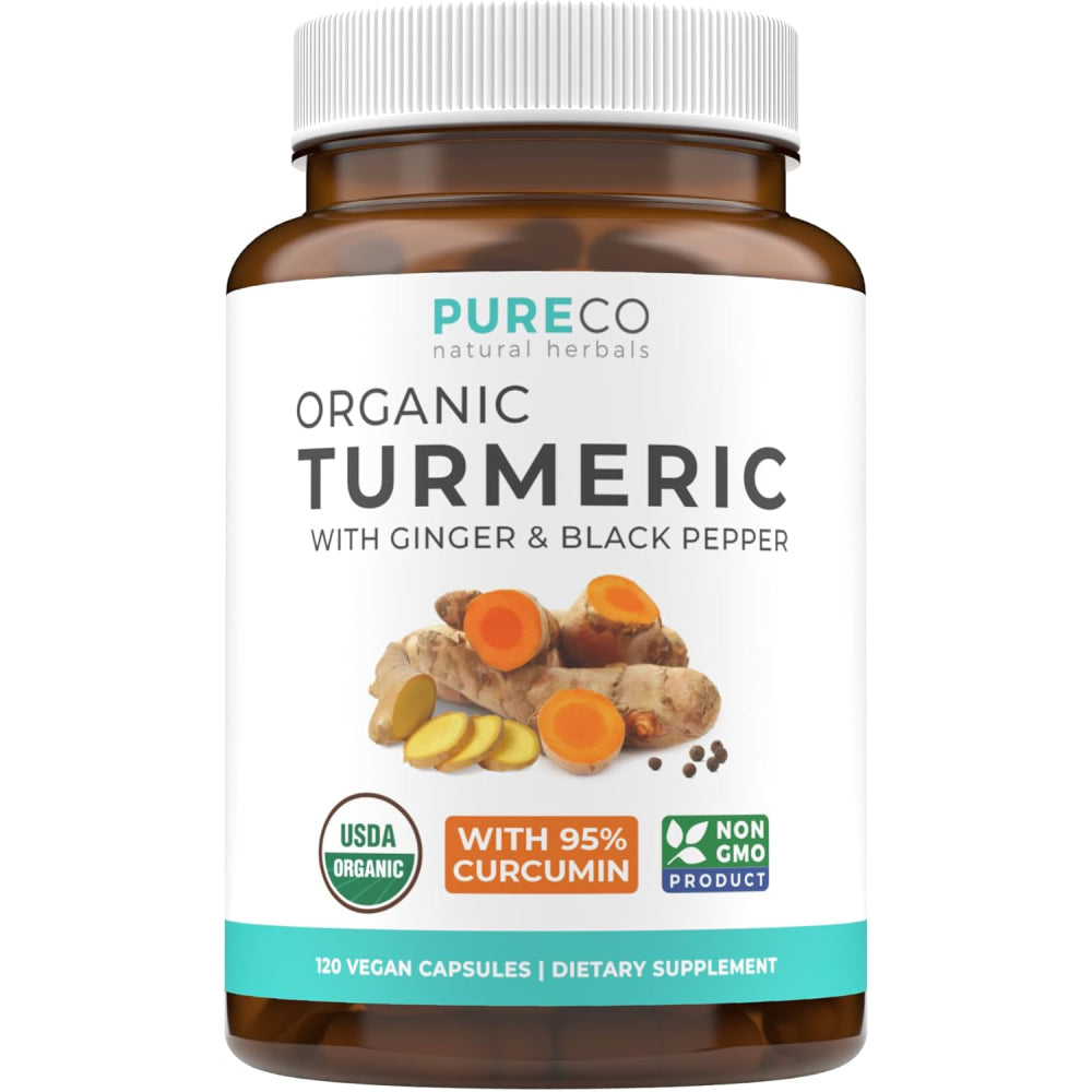 PureCo Organic Turmeric With Ginger & Black pepper with curcumin 95% 60 caps