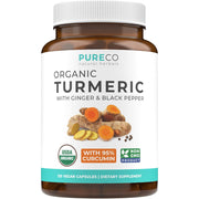 PureCo Organic Turmeric With Ginger & Black pepper with curcumin 95% 60 caps