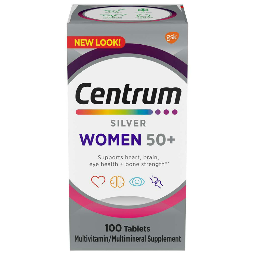 Centrum for women over 50 years old to support the heart, brain, eyes and bones, 100 tablets