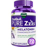 Vicks ZzzQuil PURE Zzzs Melatonin Chamomile & Lavender 72 Gummies