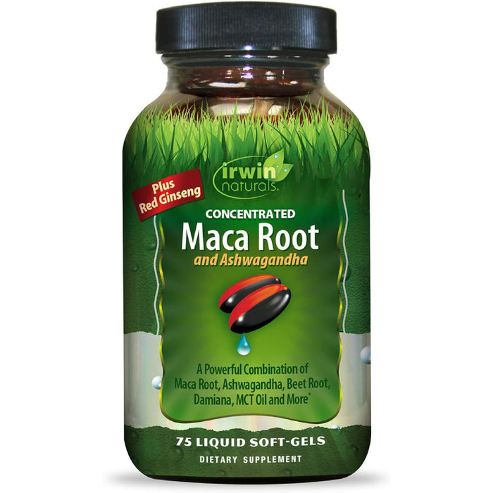Irwin Naturals Concentrated Maca Roots and Ashwagandha 75 Liquid Softgels Default Size
