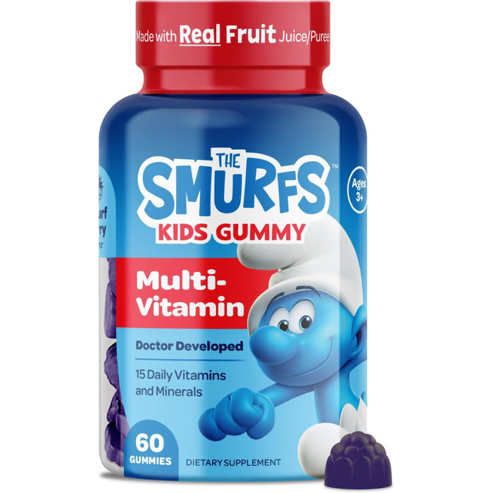 The Smurfs kids gummy multi-vitamin 60 gummies 3+ age