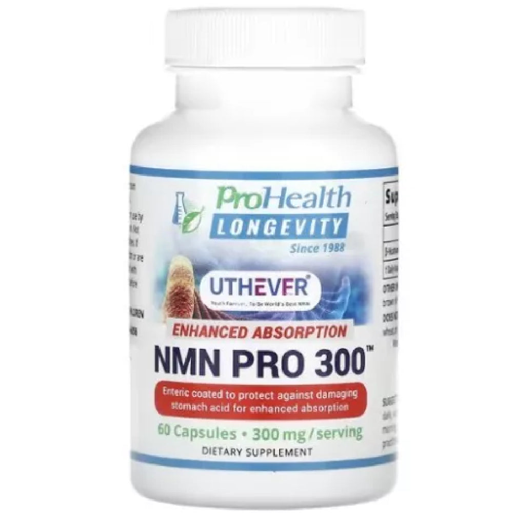ProHealth Longevity - NMN Pro 300, Enhanced Absorption, Helps Combat Aging, Improves Heart Health and Muscle Strength, 60 capsules