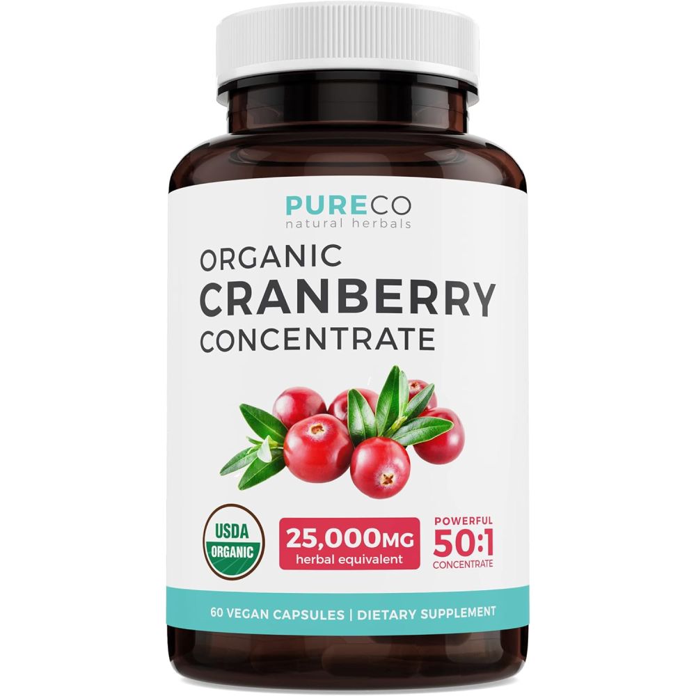 PureCo Organic Cranberry 25,000mg Supports Urinary Tract Health & Rich in Antioxidants 60 caps