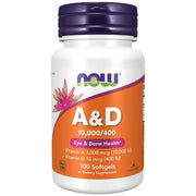 NOW foods Vitamin A & D 10,000/400 IU Eye & Bone Health 100 Softgels