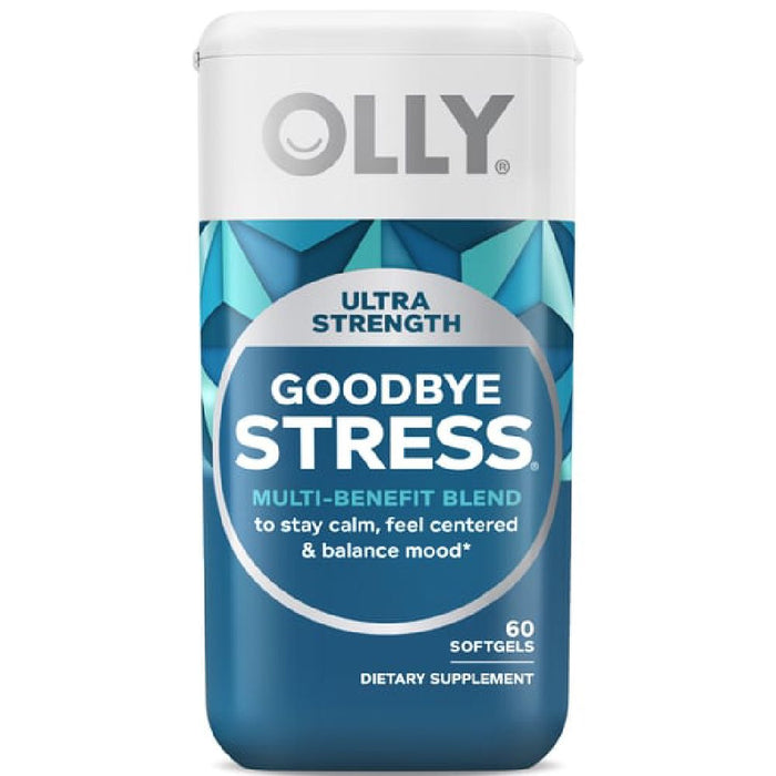 OLLY Ultra Strength, Goodbye Stress, GABA, Ashwagandha, L-Theanine & Lemon Balm, Stress Relief & Stay Calm Supplement, 60 Softgels