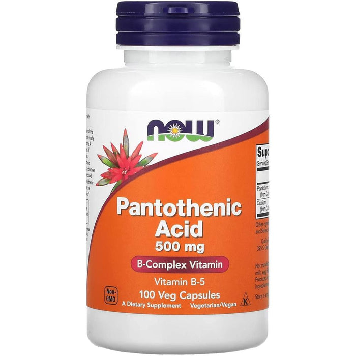 Now Foods Pantothenic Acid 500mg Vitamin B5 Energy Metabolism, Stress Support & Skin Health 100 caps