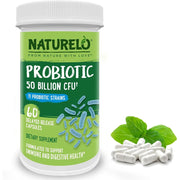 NATURELO, Probiotic, 50 Billion CFU Digestive Health & Balanced Microbiome 60 Delayed Release Capsules