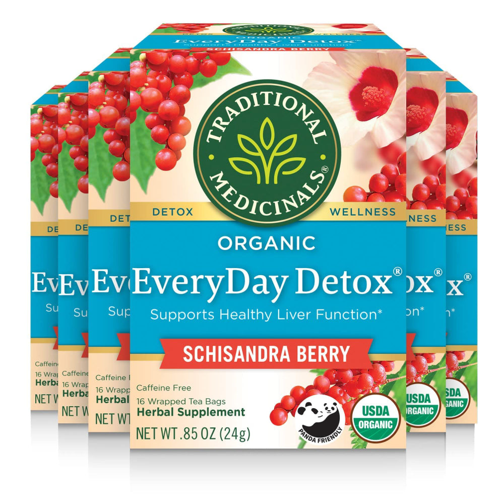 Traditional Medicinals, Organic EveryDay Detox for Liver function , Caffeine Free, Schisandra Berry, 16 Tea Bags