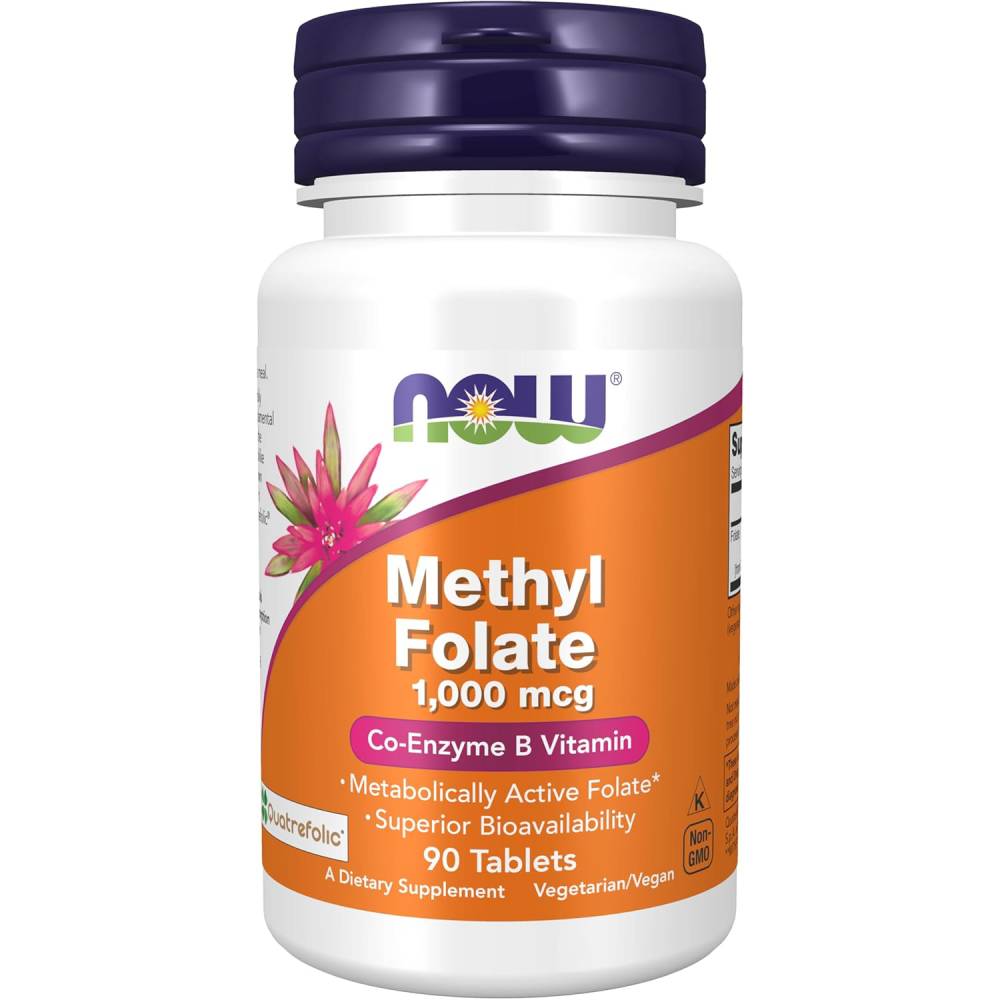 Now foods Methyl Folate Supports Nervous System, Heart & Brain Health, Essential for Pregnancy 1000mcg 90 Tablets