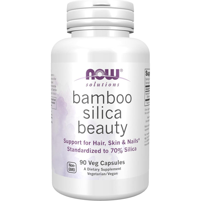 Now Foods Solutions Bamboo Silica Beauty Support Hair, Skin & Nails health 90 Veg Capsules