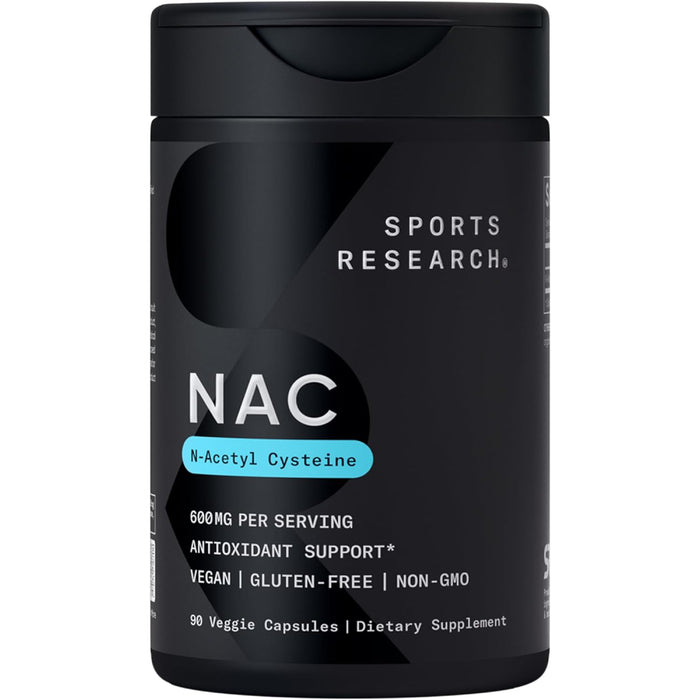 Sports Research Sr NAC 600mg Supports Respiratory system, Liver & Glutathione production 90 Capsules