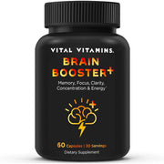 Vital Vitamins for Memory and Focus, Clarity & Brain Support includes Vitamin B12, Gingko Biloba & DMAE 60 capsules