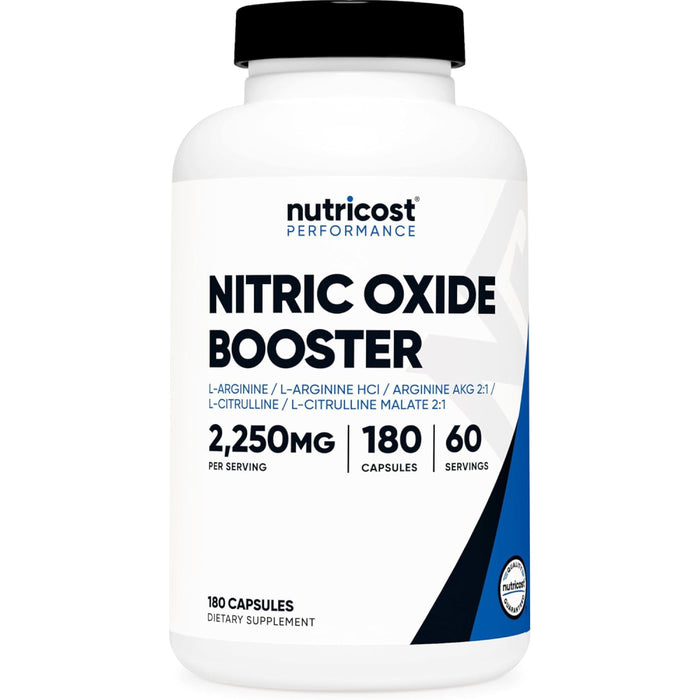 Nutricost Nitric Oxide Booster- Support your Energy & Daily performance 2250mg 180 Capsules