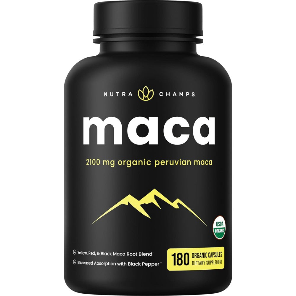 Nutrachamps Maca 2100 mg Organic Peruvian Maca 180 Veg Caps