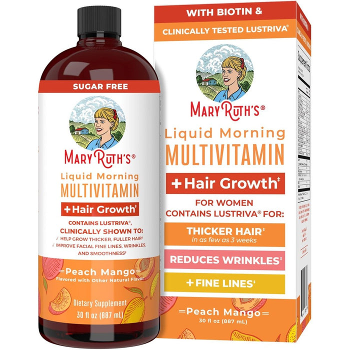 Mary Ruth's Liquid Morning Multivitamin + Hair Growth 887 ml Peach Mango Flavour
