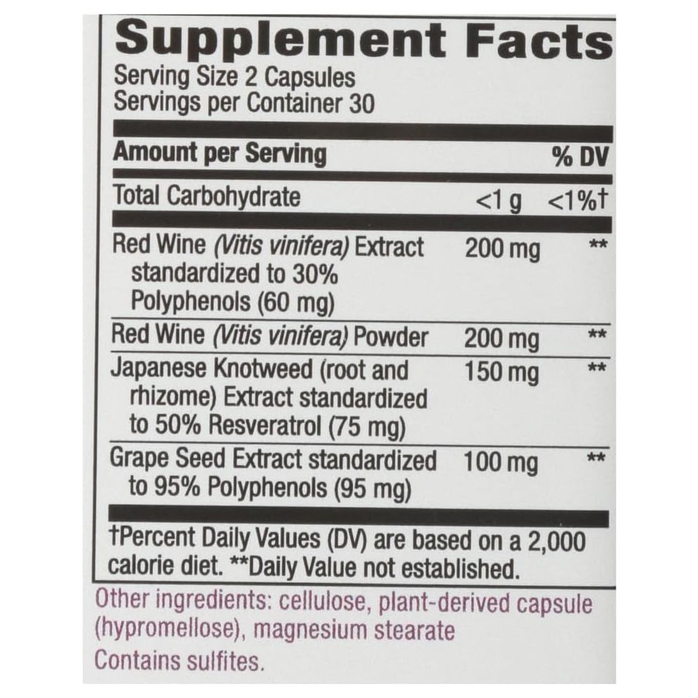Natures Way Resveratrol 60 Veg Caps