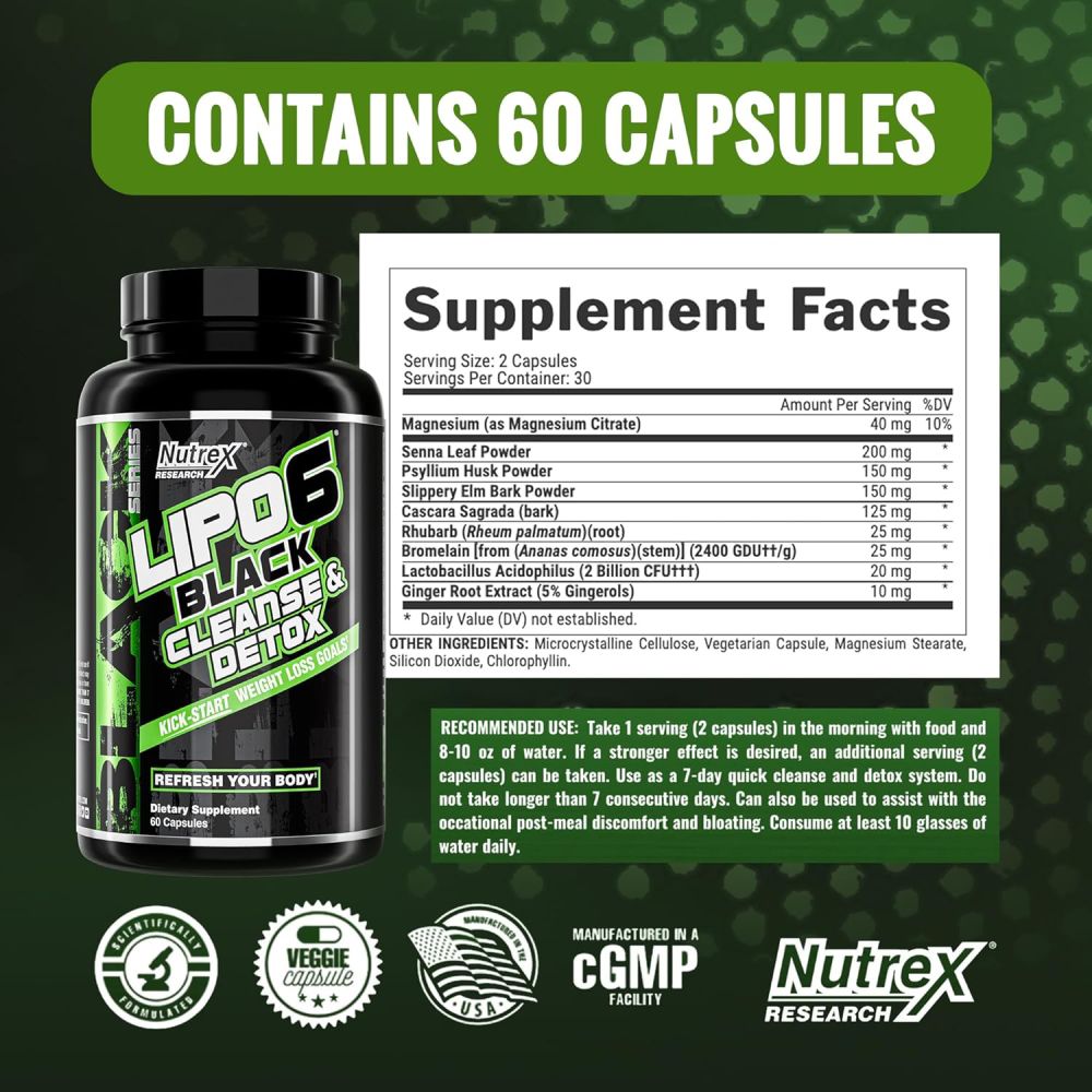 Nutrex Research Lipo 6 Black, Cleanse & Detox 60 capsules